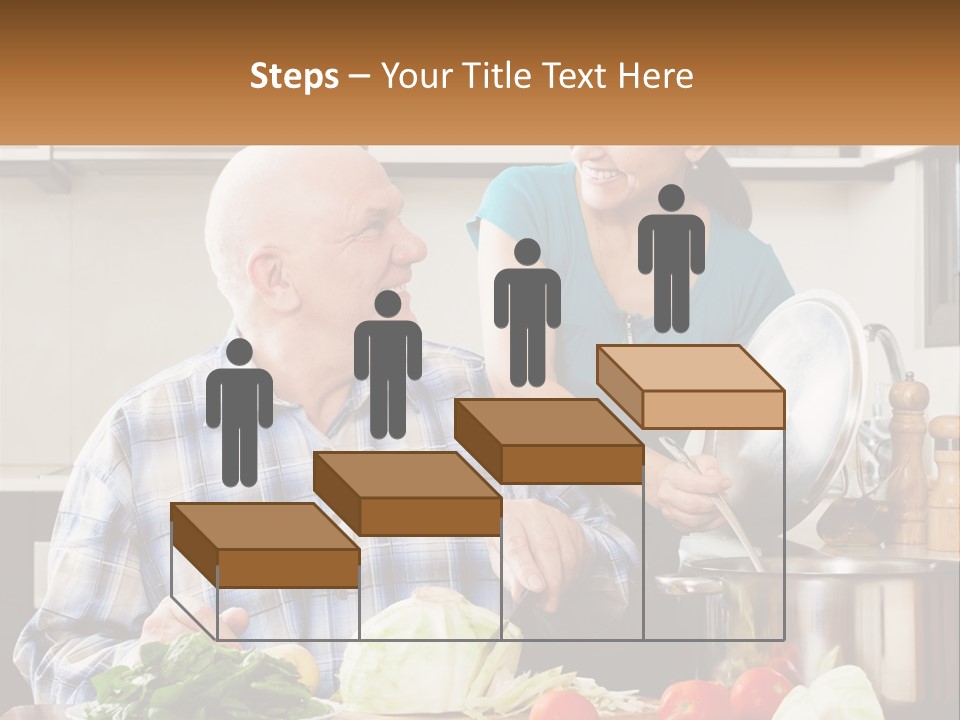 A Man And A Woman Preparing Food In A Kitchen PowerPoint Template