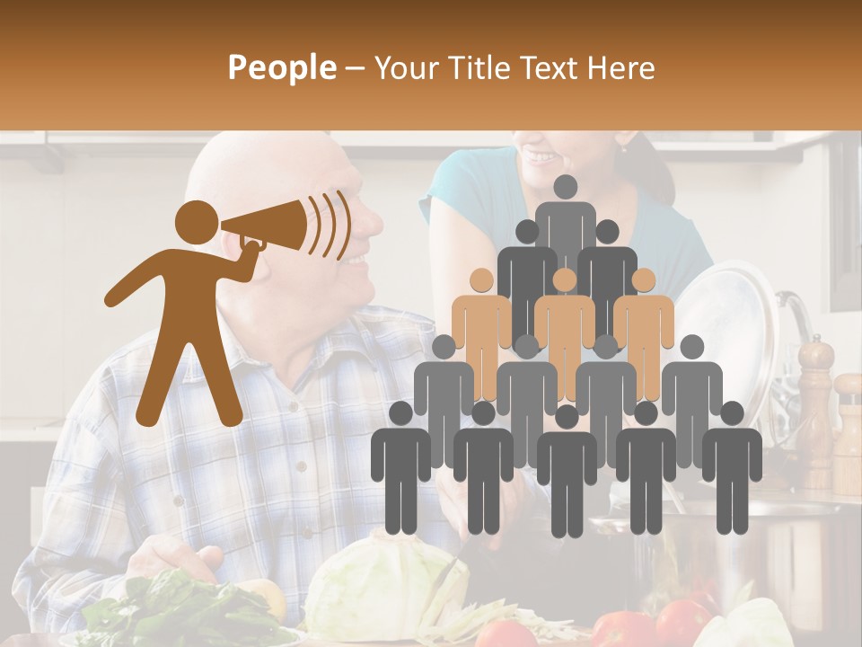 A Man And A Woman Preparing Food In A Kitchen PowerPoint Template