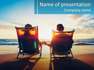 Two People Sitting In Beach Chairs Facing Each Other PowerPoint Template