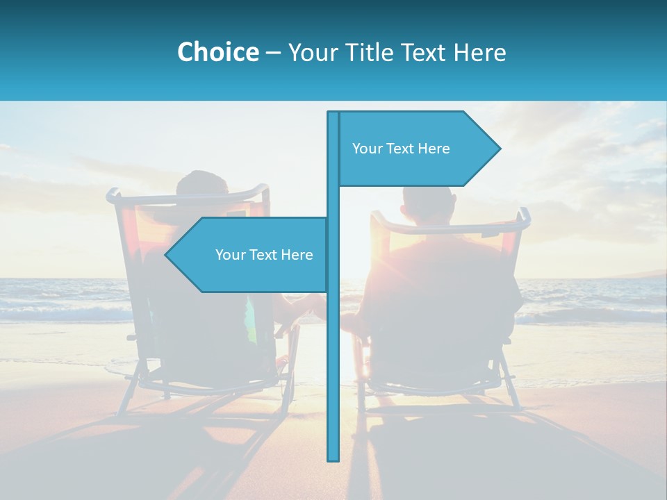 Two People Sitting In Beach Chairs Facing Each Other PowerPoint Template