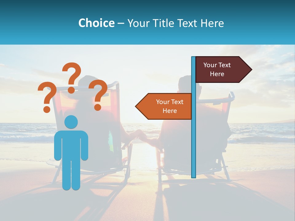 Two People Sitting In Beach Chairs Facing Each Other PowerPoint Template