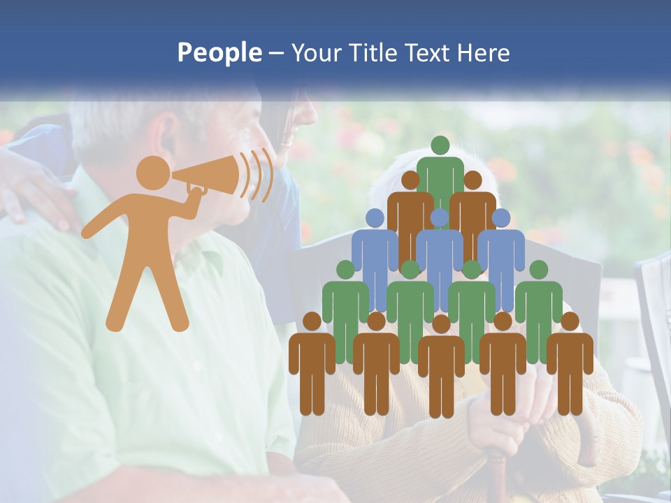 A Group Of People Sitting Around A Computer PowerPoint Template