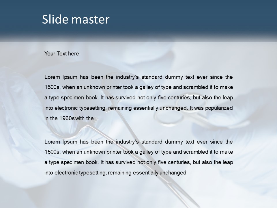 A Person In Blue Gloves Holding A Pair Of Scissors PowerPoint Template