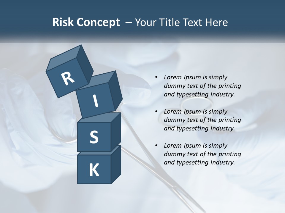 A Person In Blue Gloves Holding A Pair Of Scissors PowerPoint Template