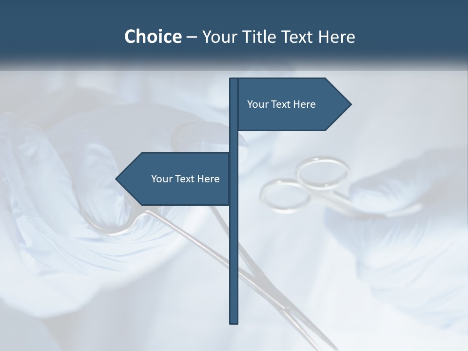 A Person In Blue Gloves Holding A Pair Of Scissors PowerPoint Template