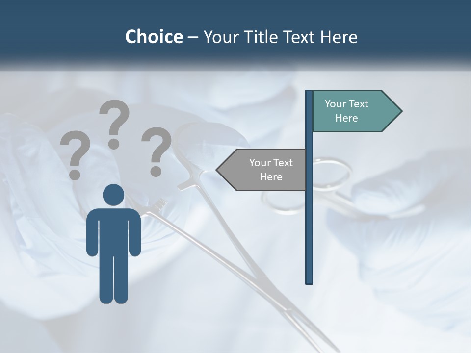 A Person In Blue Gloves Holding A Pair Of Scissors PowerPoint Template