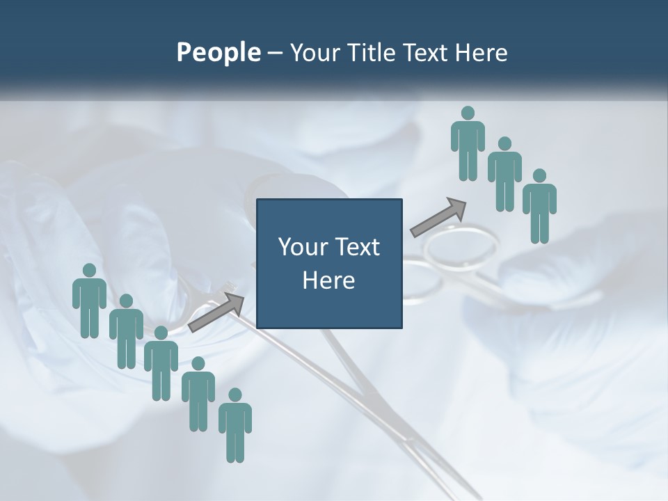 A Person In Blue Gloves Holding A Pair Of Scissors PowerPoint Template