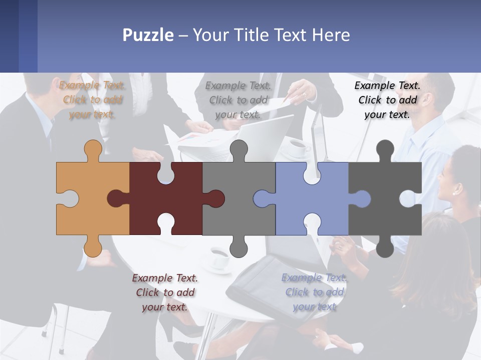 A Group Of People Sitting Around A Table With Laptops PowerPoint Template