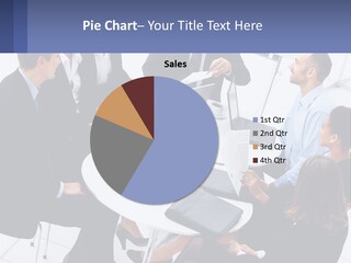 A Group Of People Sitting Around A Table With Laptops PowerPoint Template