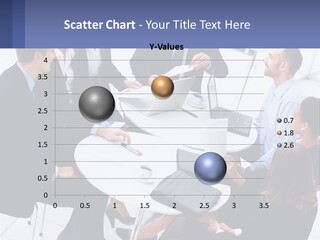 A Group Of People Sitting Around A Table With Laptops PowerPoint Template
