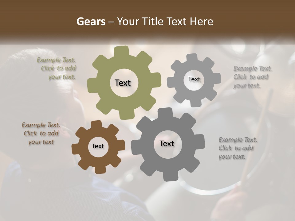 A Young Boy Playing Drums In Front Of A Drum Set PowerPoint Template