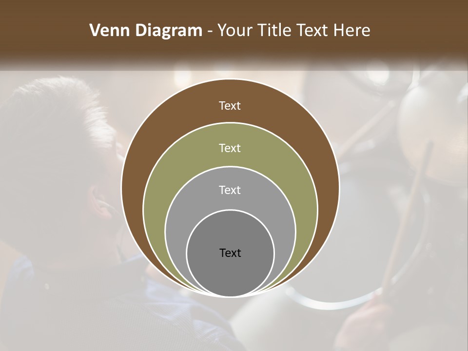 A Young Boy Playing Drums In Front Of A Drum Set PowerPoint Template
