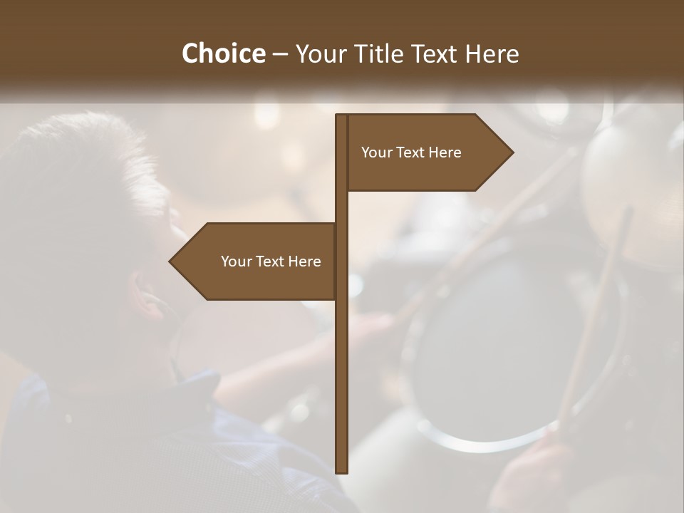 A Young Boy Playing Drums In Front Of A Drum Set PowerPoint Template