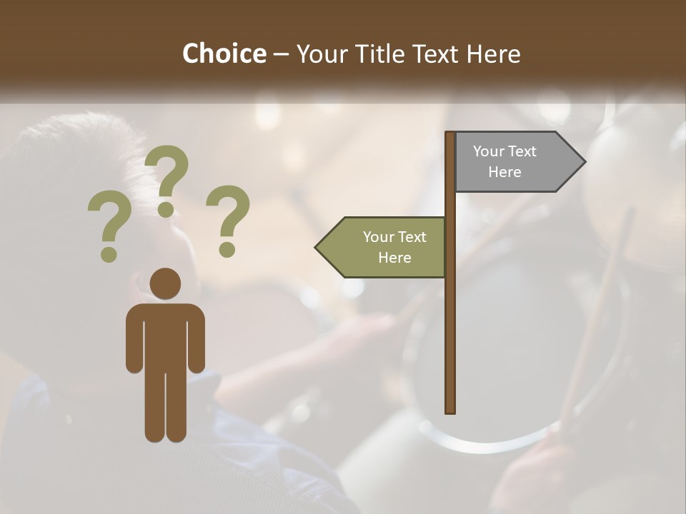 A Young Boy Playing Drums In Front Of A Drum Set PowerPoint Template