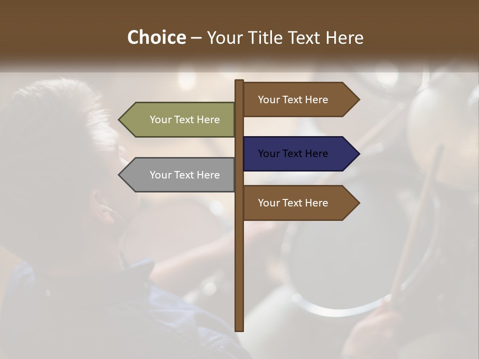 A Young Boy Playing Drums In Front Of A Drum Set PowerPoint Template