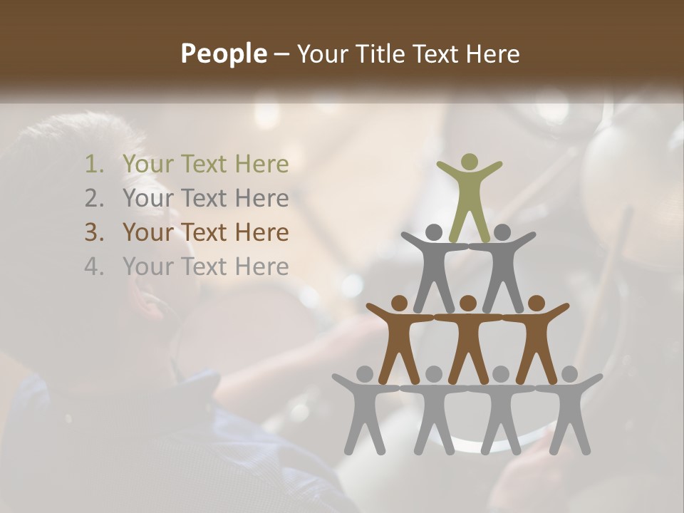 A Young Boy Playing Drums In Front Of A Drum Set PowerPoint Template