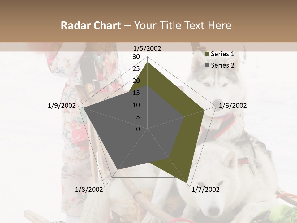 A Woman Riding A Sled With Two Dogs On It PowerPoint Template
