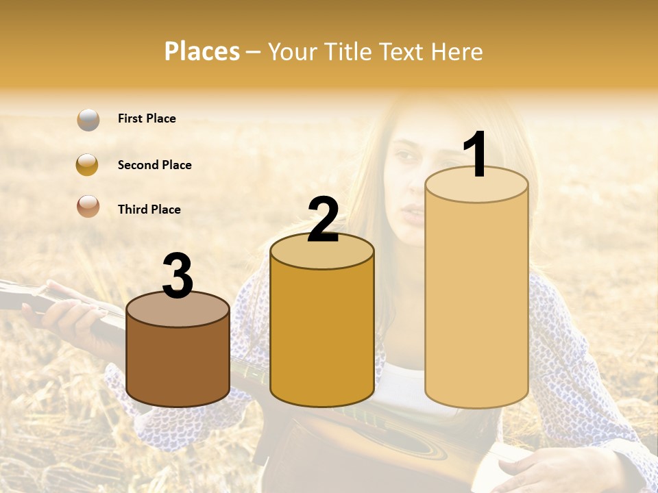 A Woman Sitting In A Field Holding A Guitar PowerPoint Template