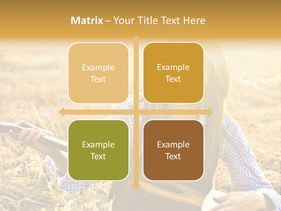 A Woman Sitting In A Field Holding A Guitar PowerPoint Template