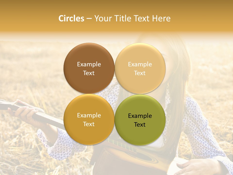 A Woman Sitting In A Field Holding A Guitar PowerPoint Template