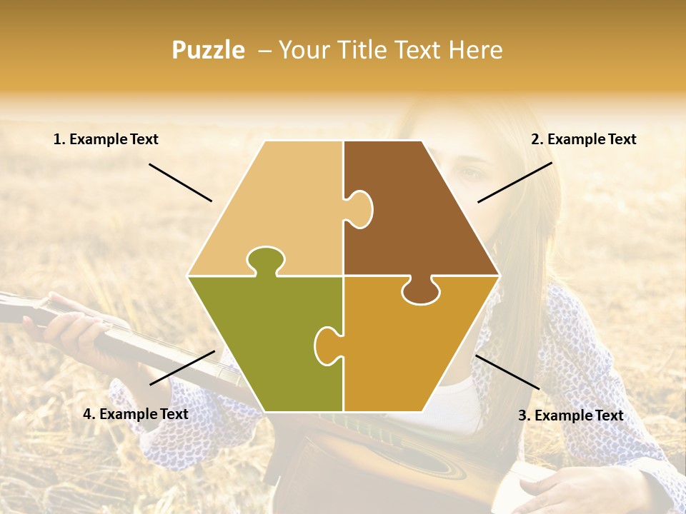 A Woman Sitting In A Field Holding A Guitar PowerPoint Template