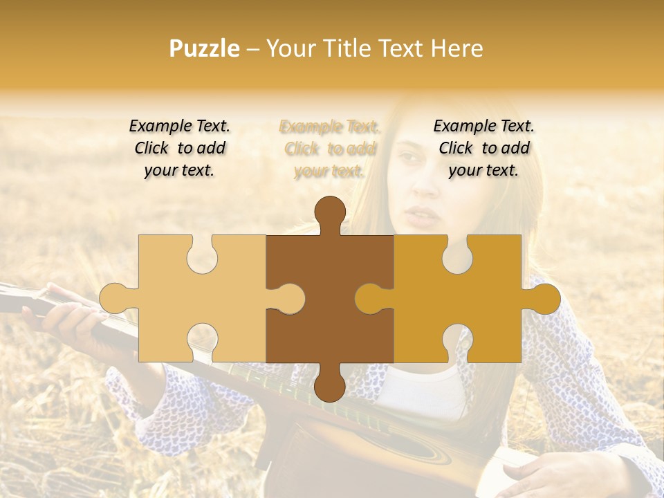 A Woman Sitting In A Field Holding A Guitar PowerPoint Template