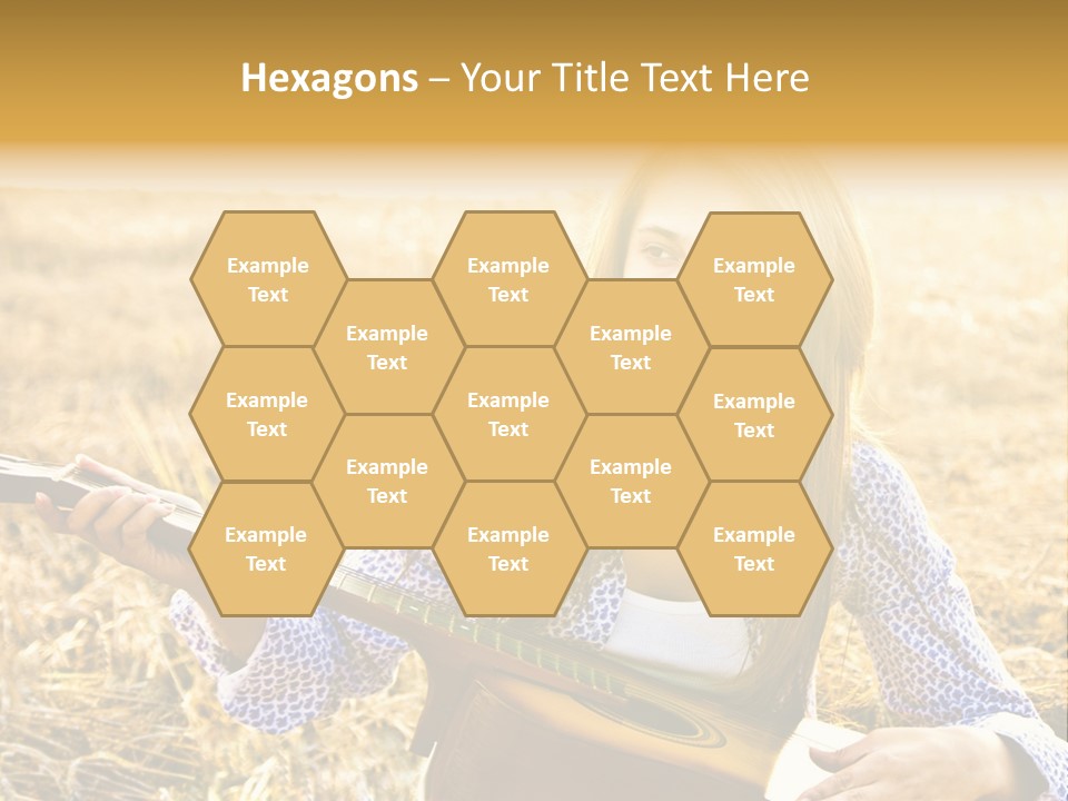 A Woman Sitting In A Field Holding A Guitar PowerPoint Template