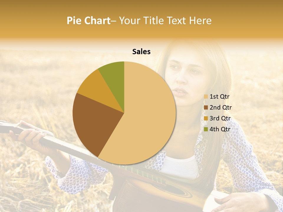 A Woman Sitting In A Field Holding A Guitar PowerPoint Template