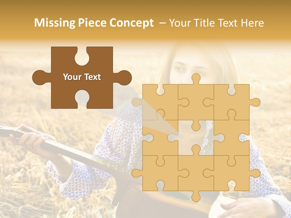 A Woman Sitting In A Field Holding A Guitar PowerPoint Template