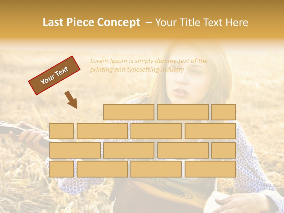 A Woman Sitting In A Field Holding A Guitar PowerPoint Template