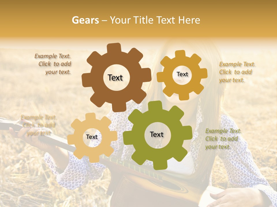 A Woman Sitting In A Field Holding A Guitar PowerPoint Template