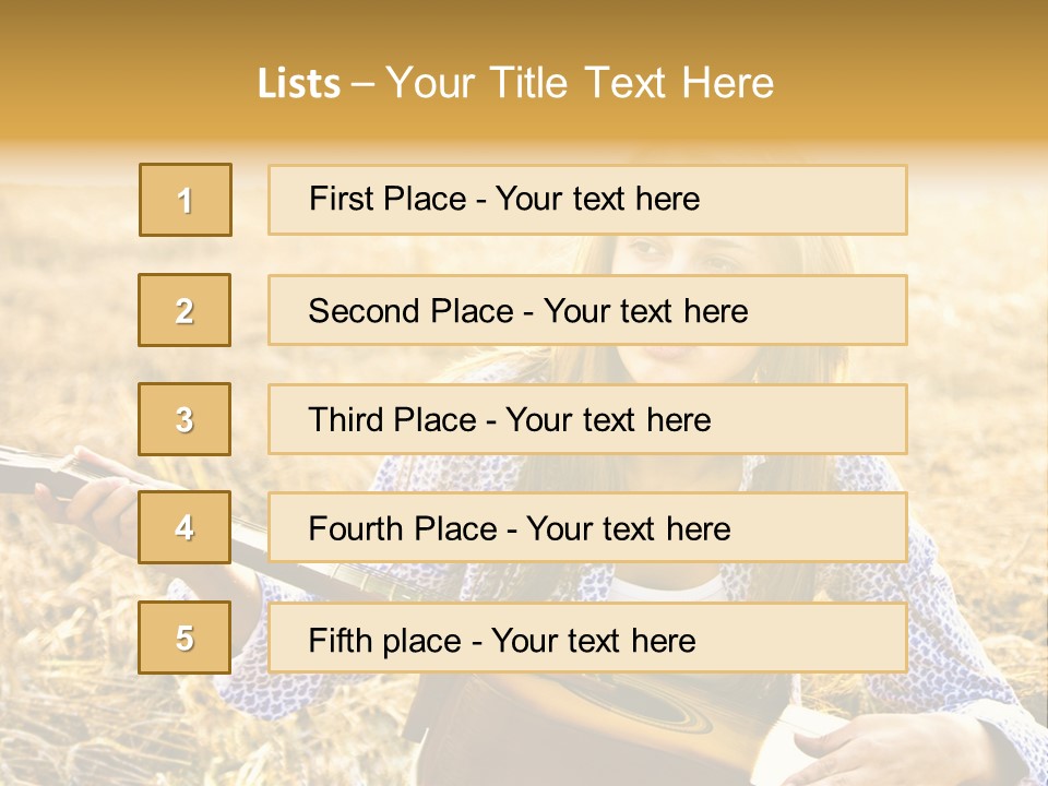 A Woman Sitting In A Field Holding A Guitar PowerPoint Template