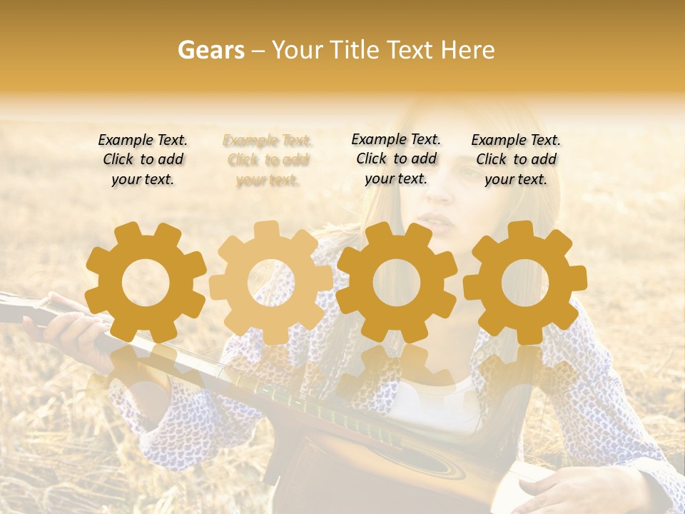 A Woman Sitting In A Field Holding A Guitar PowerPoint Template
