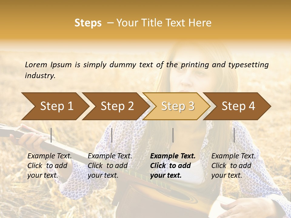 A Woman Sitting In A Field Holding A Guitar PowerPoint Template