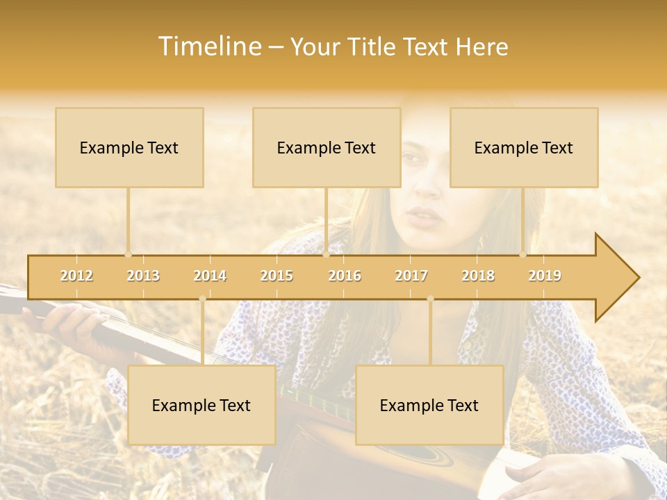 A Woman Sitting In A Field Holding A Guitar PowerPoint Template