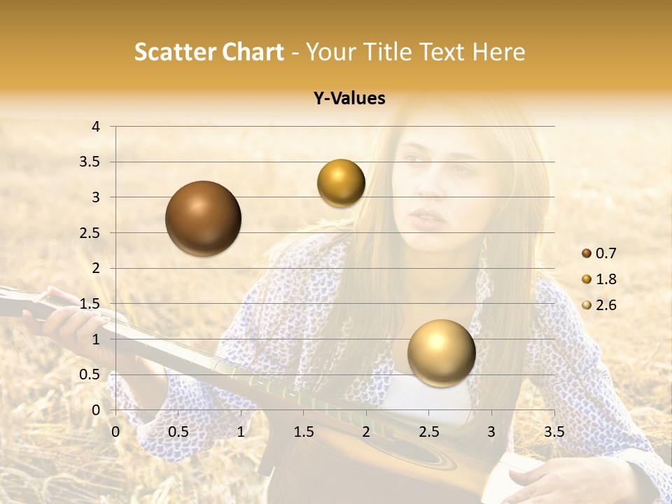 A Woman Sitting In A Field Holding A Guitar PowerPoint Template