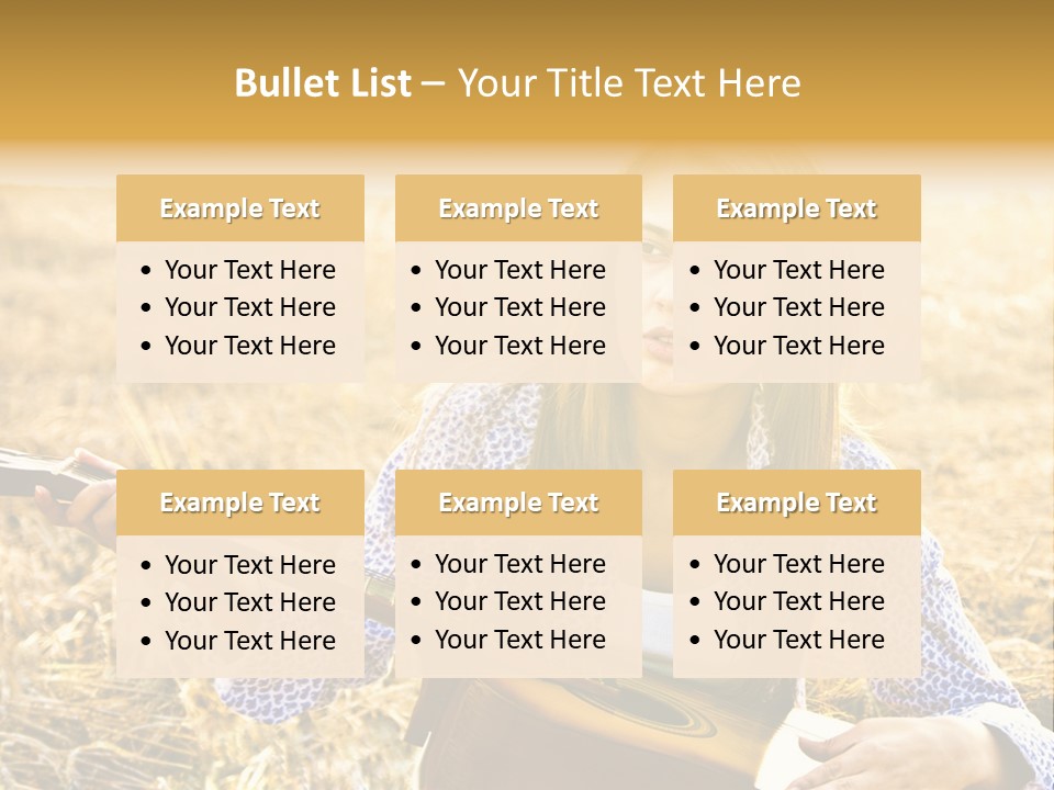 A Woman Sitting In A Field Holding A Guitar PowerPoint Template