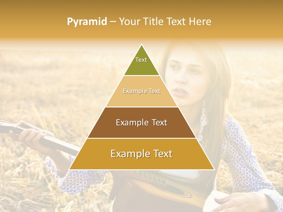 A Woman Sitting In A Field Holding A Guitar PowerPoint Template