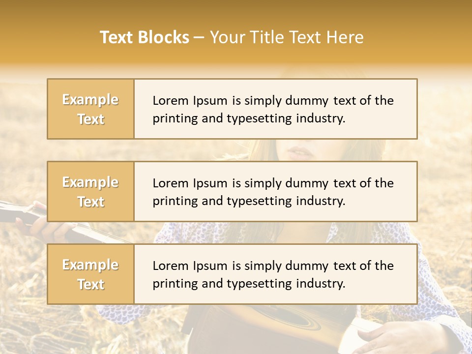 A Woman Sitting In A Field Holding A Guitar PowerPoint Template