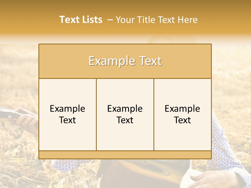 A Woman Sitting In A Field Holding A Guitar PowerPoint Template