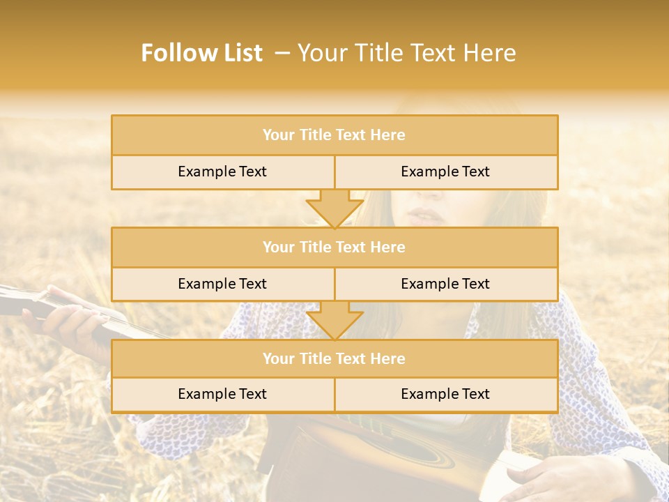 A Woman Sitting In A Field Holding A Guitar PowerPoint Template