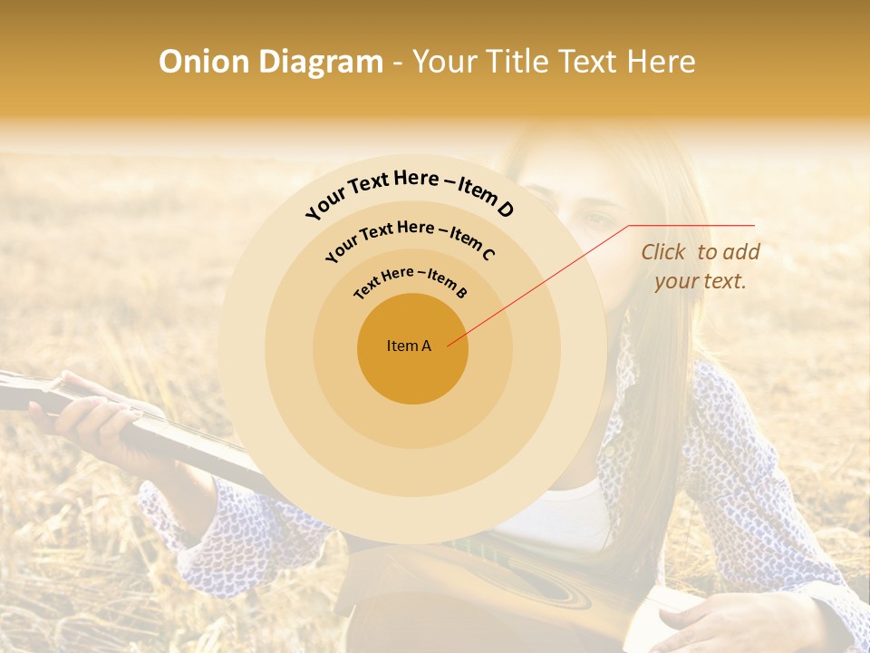 A Woman Sitting In A Field Holding A Guitar PowerPoint Template