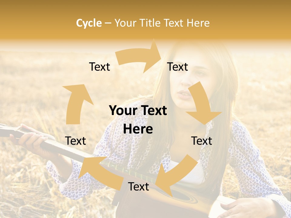 A Woman Sitting In A Field Holding A Guitar PowerPoint Template