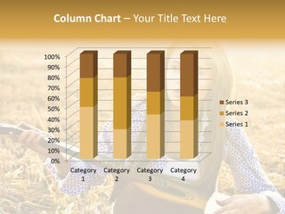 A Woman Sitting In A Field Holding A Guitar PowerPoint Template