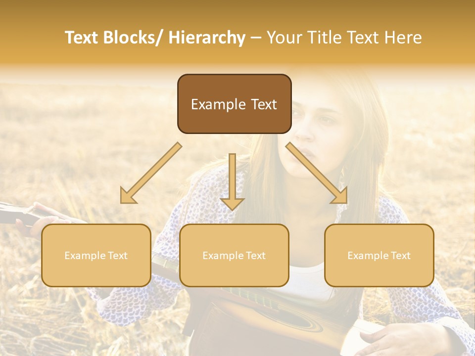 A Woman Sitting In A Field Holding A Guitar PowerPoint Template