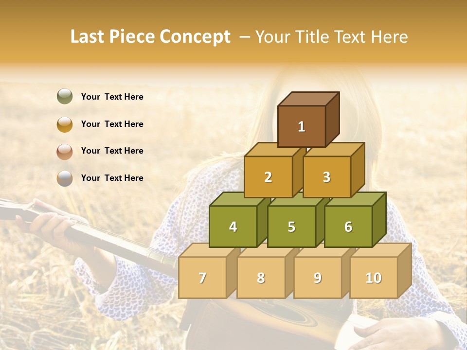 A Woman Sitting In A Field Holding A Guitar PowerPoint Template