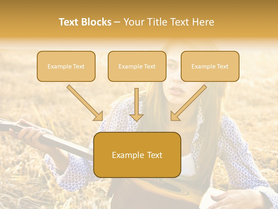 A Woman Sitting In A Field Holding A Guitar PowerPoint Template
