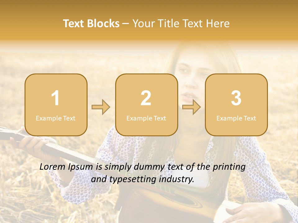 A Woman Sitting In A Field Holding A Guitar PowerPoint Template