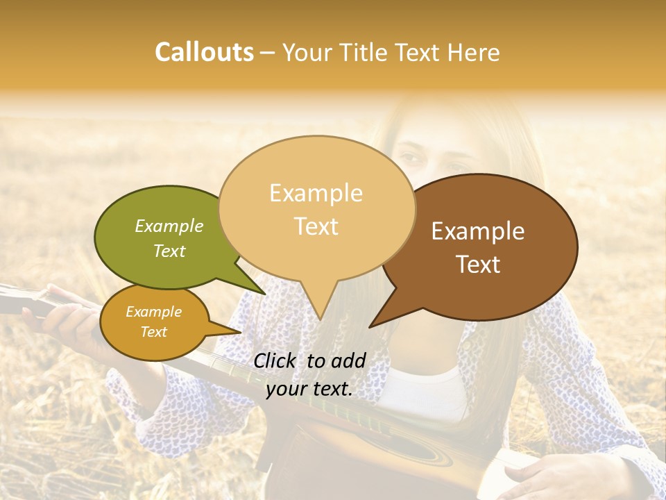 A Woman Sitting In A Field Holding A Guitar PowerPoint Template