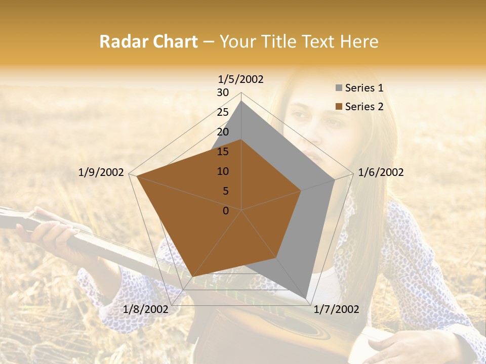 A Woman Sitting In A Field Holding A Guitar PowerPoint Template